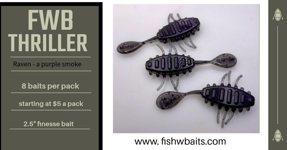 2.5” finesse creature bait/thriller bait