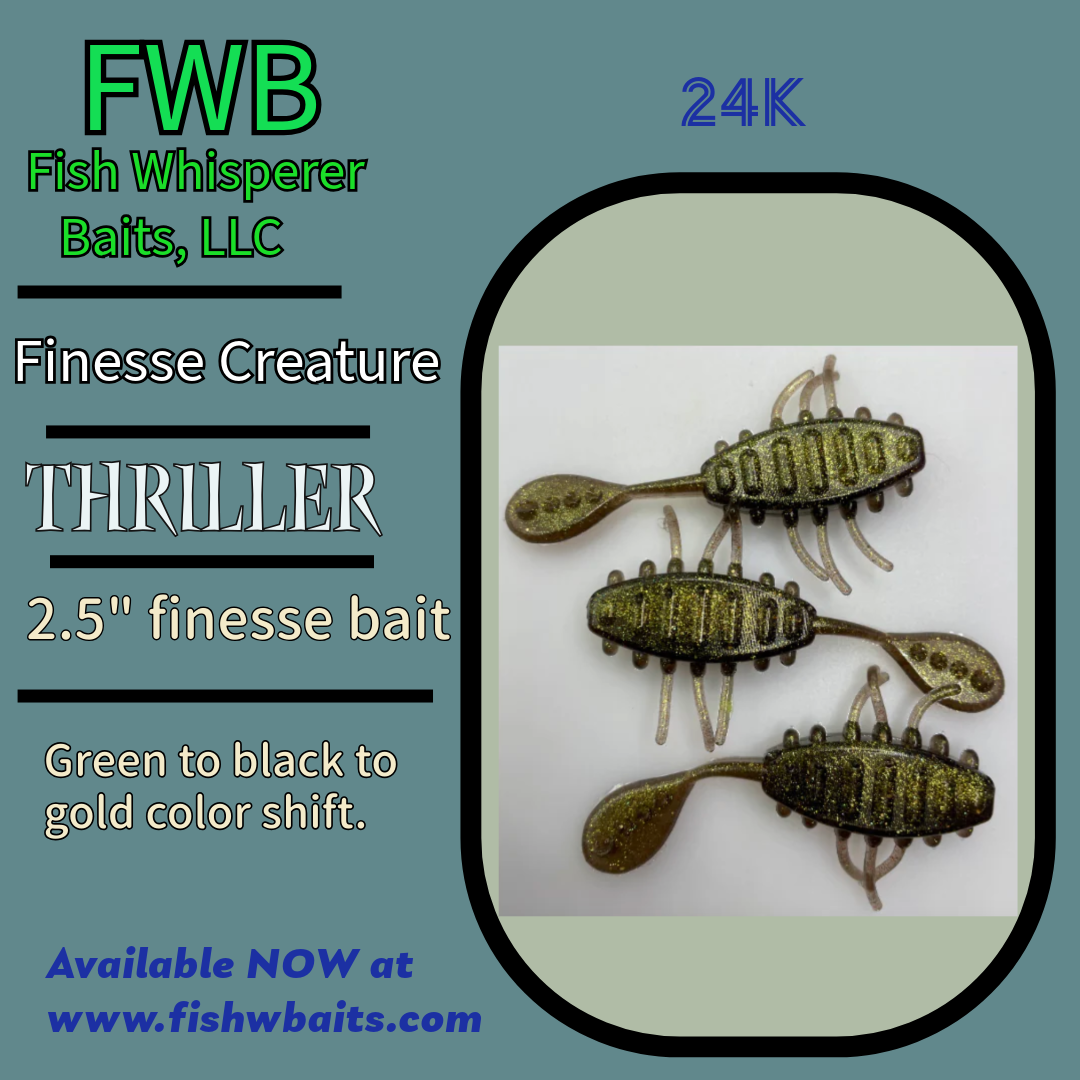 2.5” finesse creature bait/thriller bait
