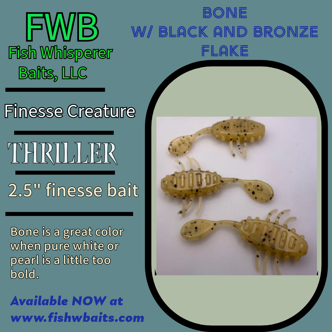 2.5” finesse creature bait/thriller bait