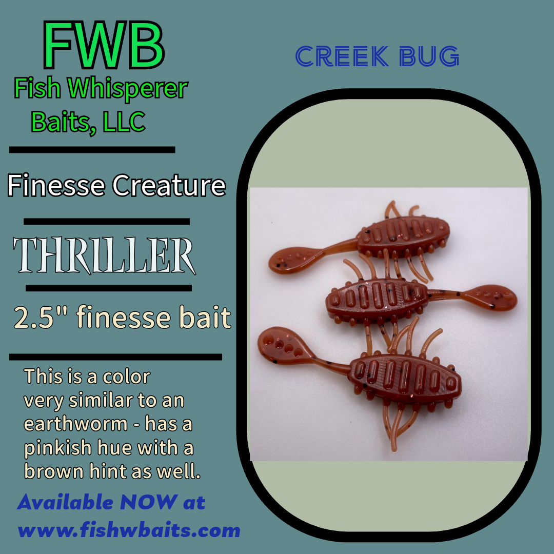 2.5” finesse creature bait/thriller bait