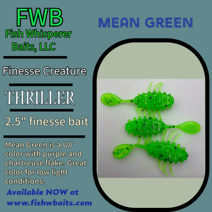 2.5” finesse creature bait/thriller bait