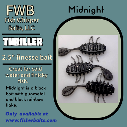 2.5” finesse creature bait/thriller bait