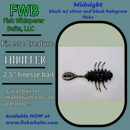 2.5” finesse creature bait/thriller bait