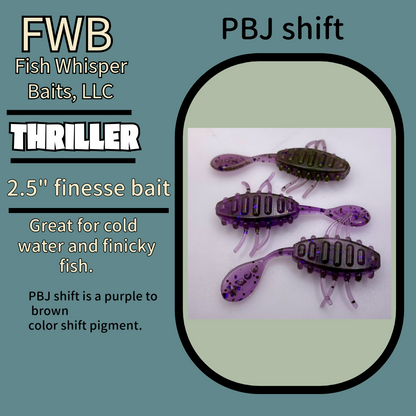 2.5” finesse creature bait/thriller bait
