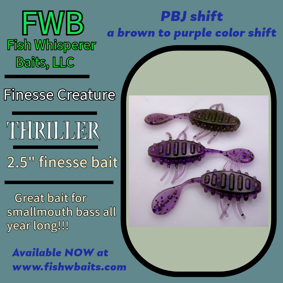 2.5” finesse creature bait/thriller bait