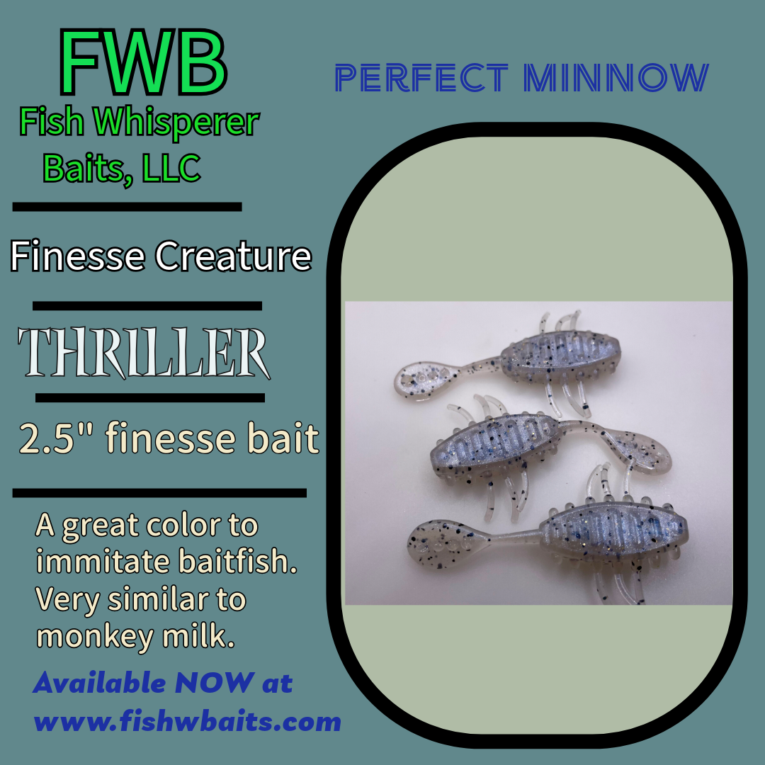 2.5” finesse creature bait/thriller bait