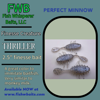 2.5” finesse creature bait/thriller bait