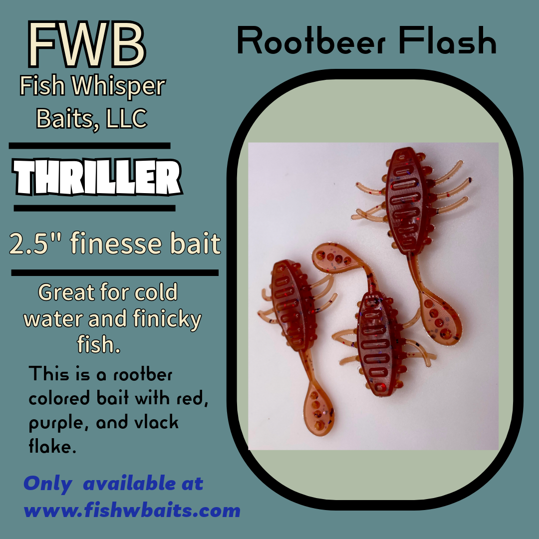 2.5” finesse creature bait/thriller bait