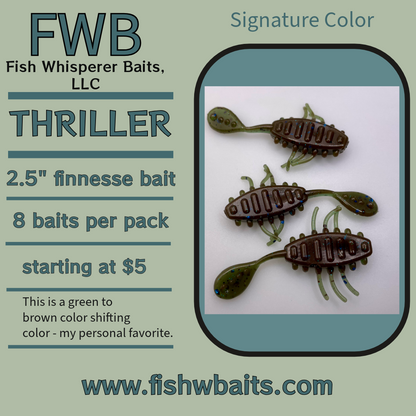 2.5” finesse creature bait/thriller bait