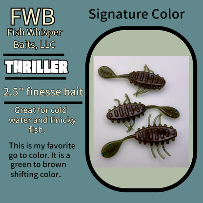 2.5” finesse creature bait/thriller bait